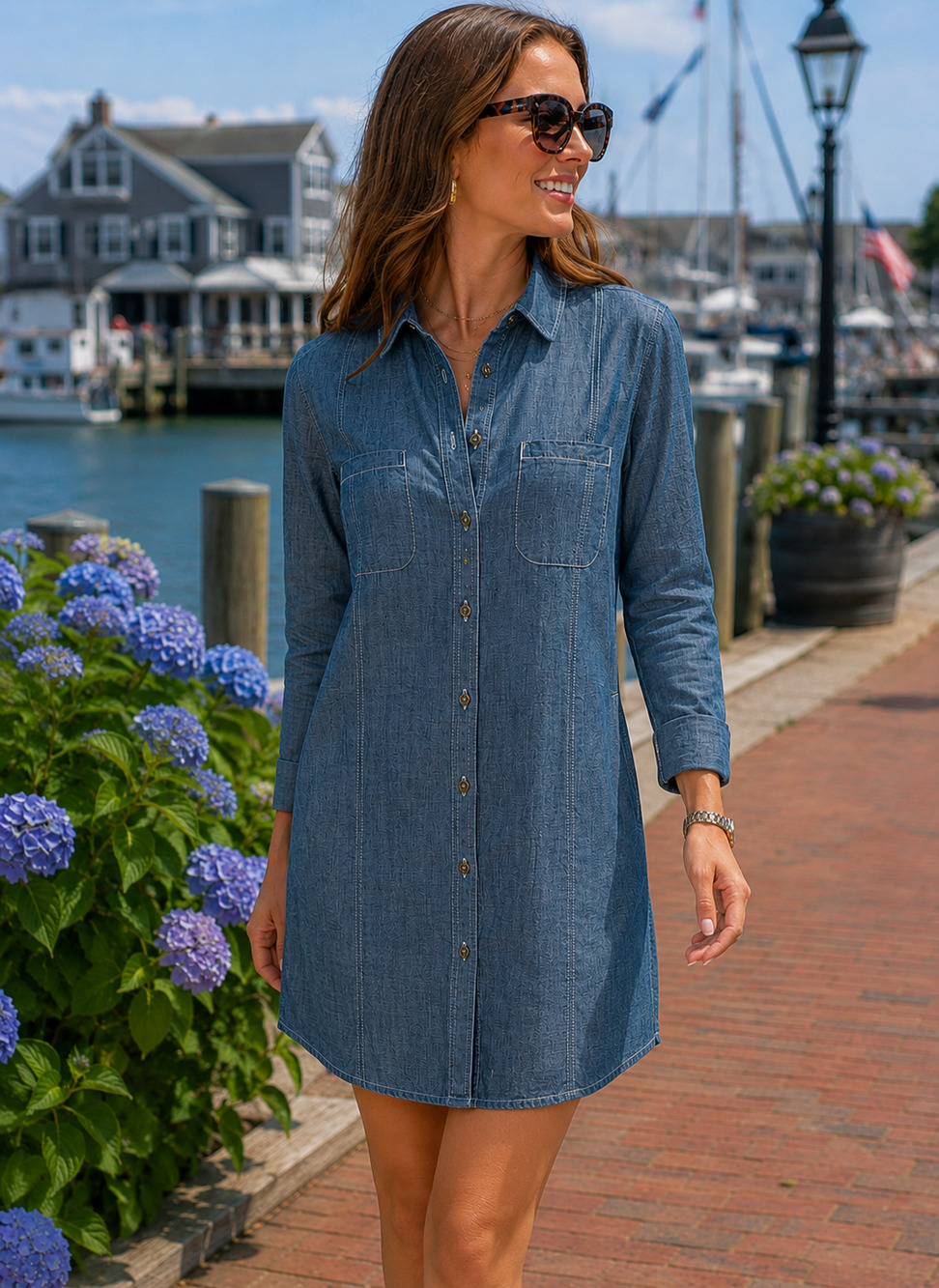 preppy Old money Brooks Brothers chambray denim Dress Size 10 Coastal cowgirl